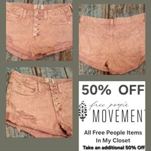 We The Free Dusty Rose Jean Shorts. Excellent Condition Size 28